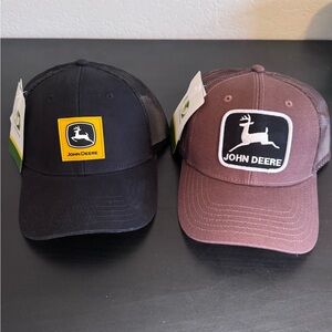 John Deere Black Caps with Yellow Logo Patch